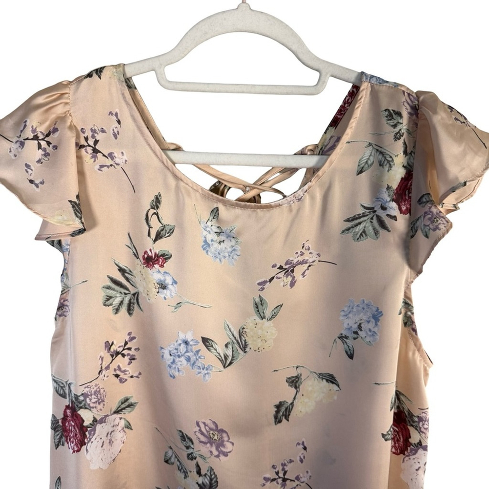 Jella C. Pastel Pink Cream Floral Blouse Size M Cottagecore Romantic Feminine - Picture 7 of 10
